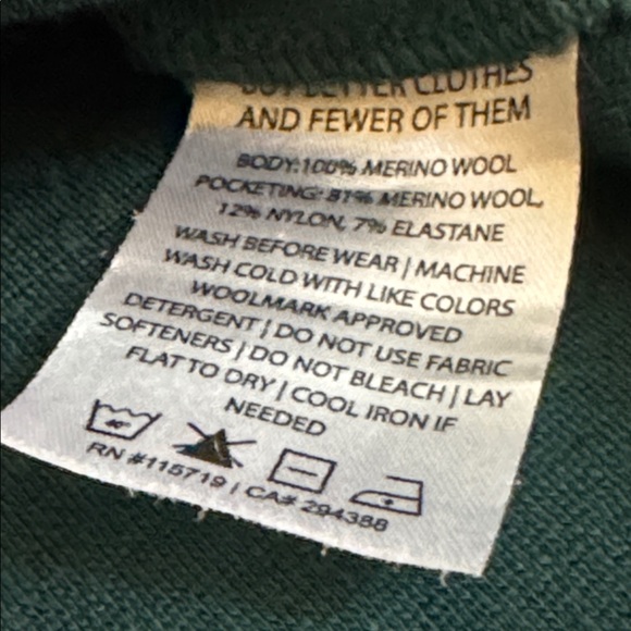 IBEX Green Full Zip Merino Wool Shak Vest Size L Warm Pockets Jacket Fall Winter - Picture 6 of 6